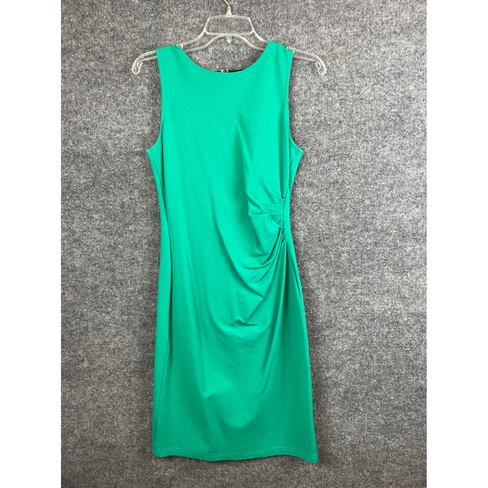 Kenneth Cole Sheath Dress Women's XS Green Side Ruched Exposed Back Zip